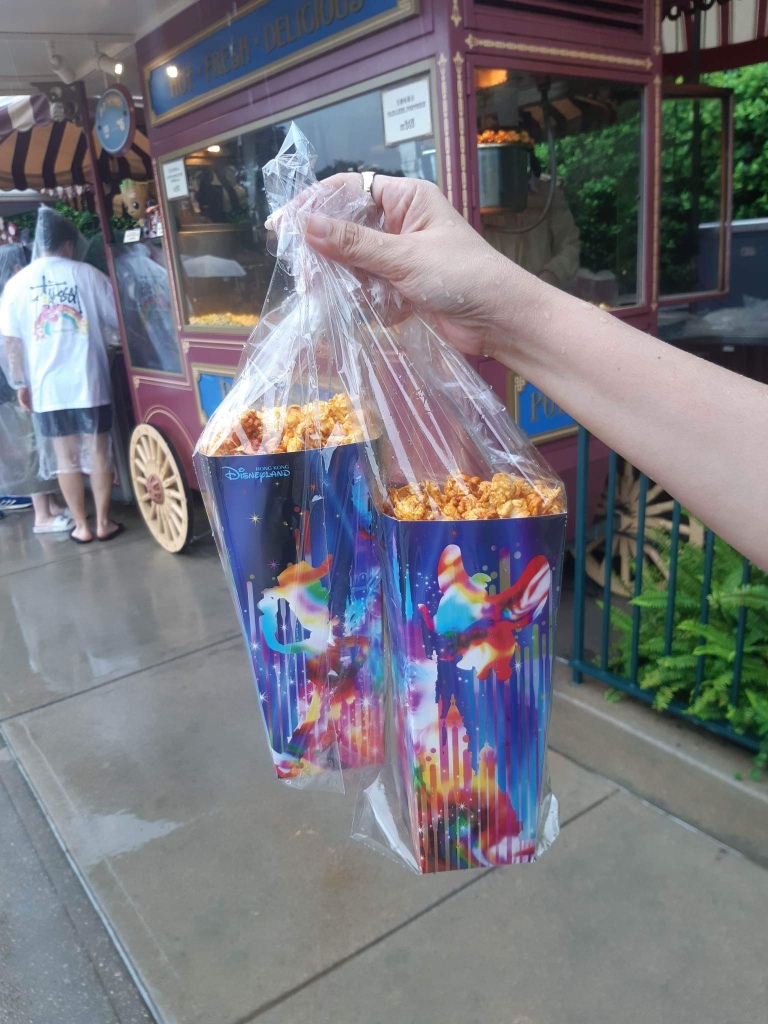 Our free popcorn for our 3-in-1 meal voucher at Hong Kong Disneyland