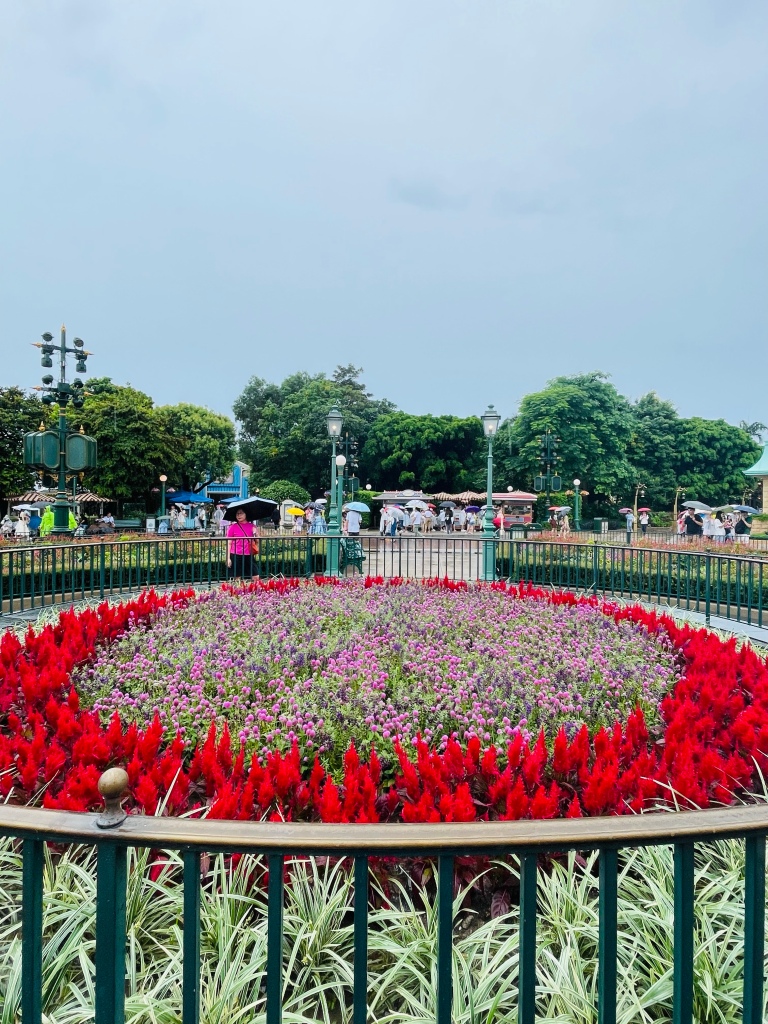 The beautiful flower garden at Hong Kong Disneyland
