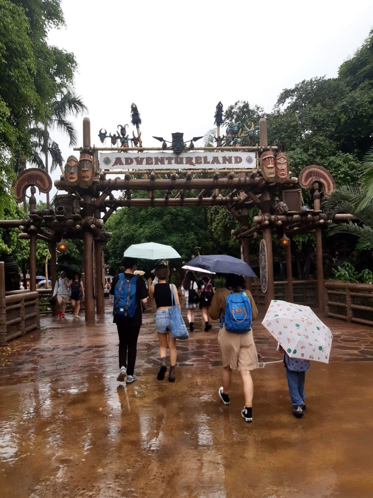 A rainy day at Adventureland in Hong Kong Disneyland